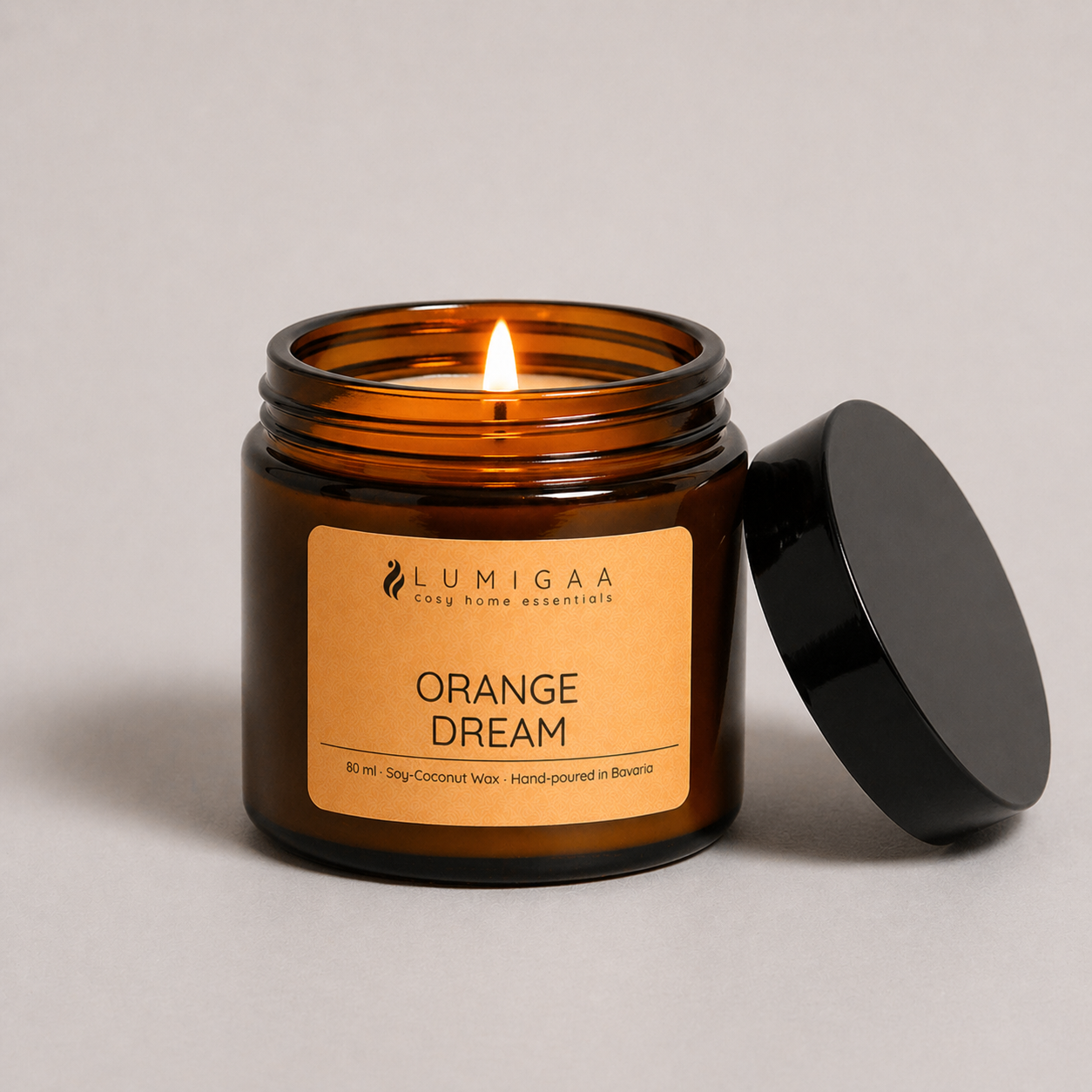 brennende Duftkerze im Glas, Duft Orange Dream