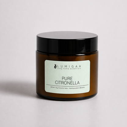 Duftkerze im Glas mit schwarzem Deckel, Duft Pure Citronella