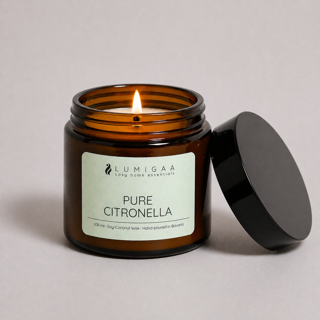 brennende Duftkerze im Glas, Duft Pure Citronella
