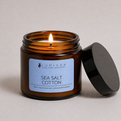brennende Duftkerze im Glas, Duft Sea Salt Cotton