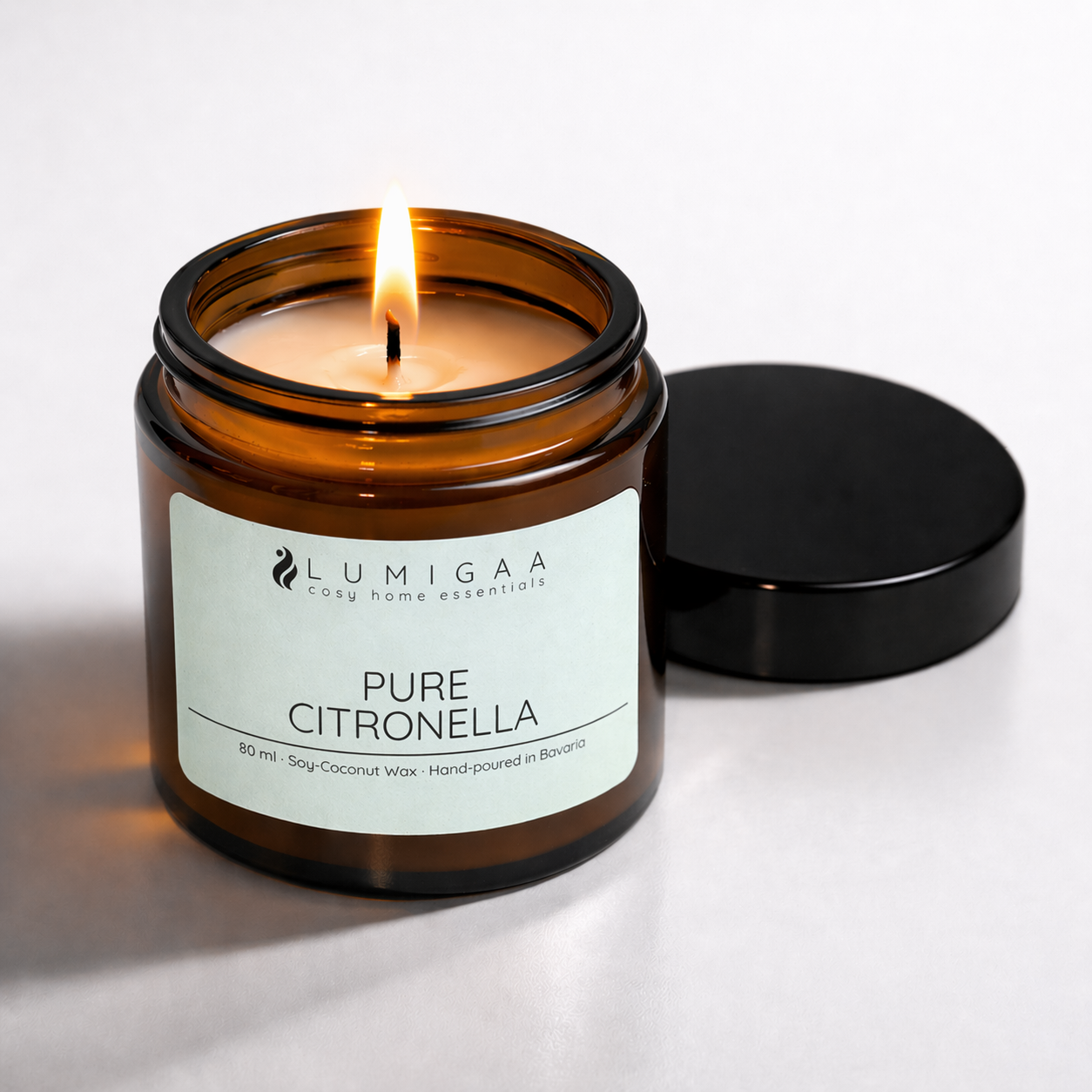 brennende Duftkerze im Glas, Duft Pure Citronella