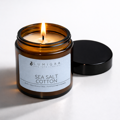 brennende Duftkerze im Glas, Duft Sea Salt Cotton